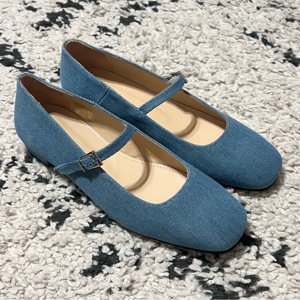 NEW ALOHAS Por Do Sol Ballet Mary Jane Flats Denim Blue Classic Cute Sz 40EU 9US - Picture 5 of 10